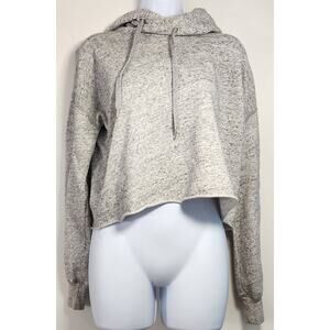 Abercrombie & Fitch Cropped Hoodie Gray Marled Pullover Small‎ Y2K